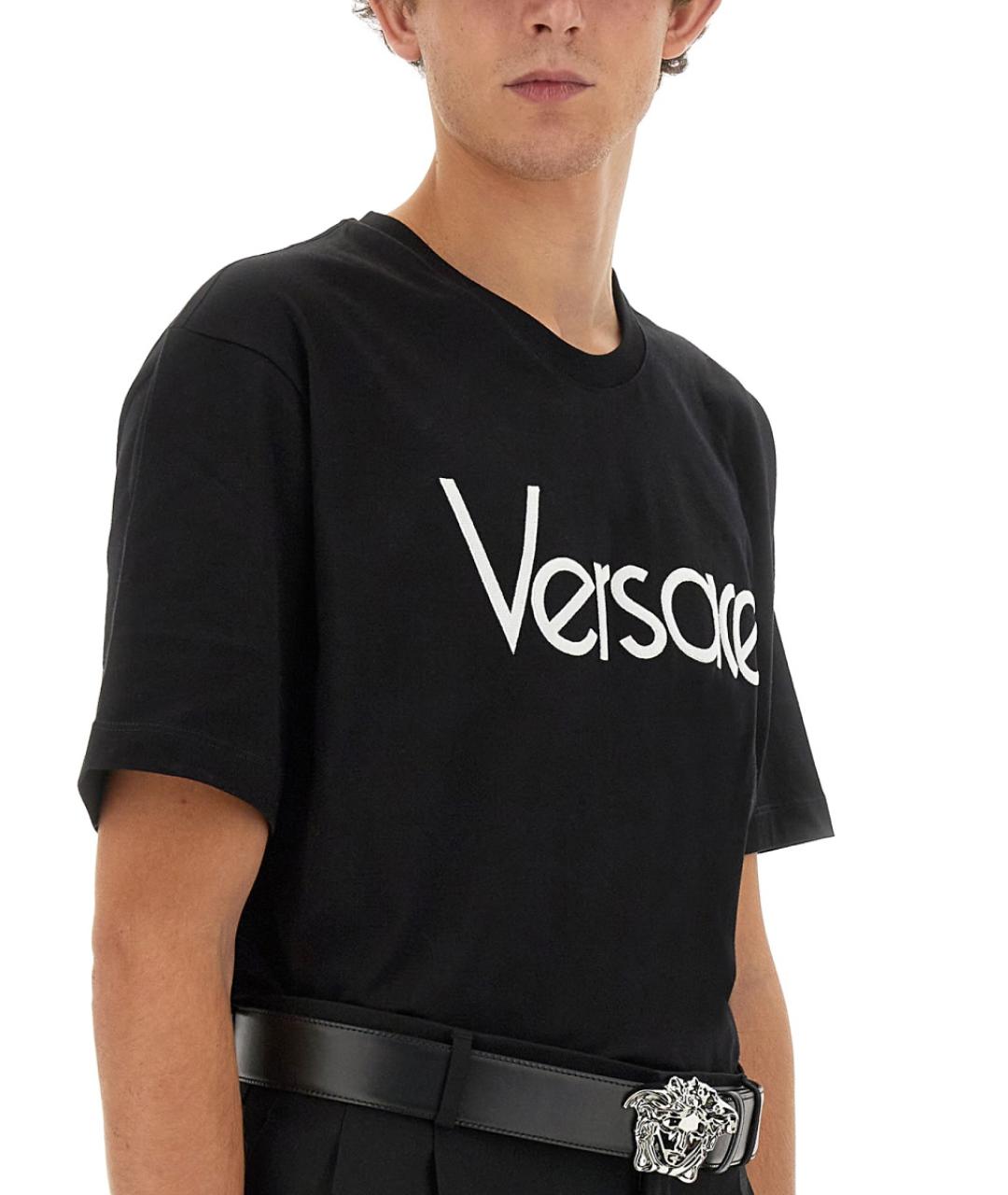 VERSACE Черная хлопковая футболка, фото 4
