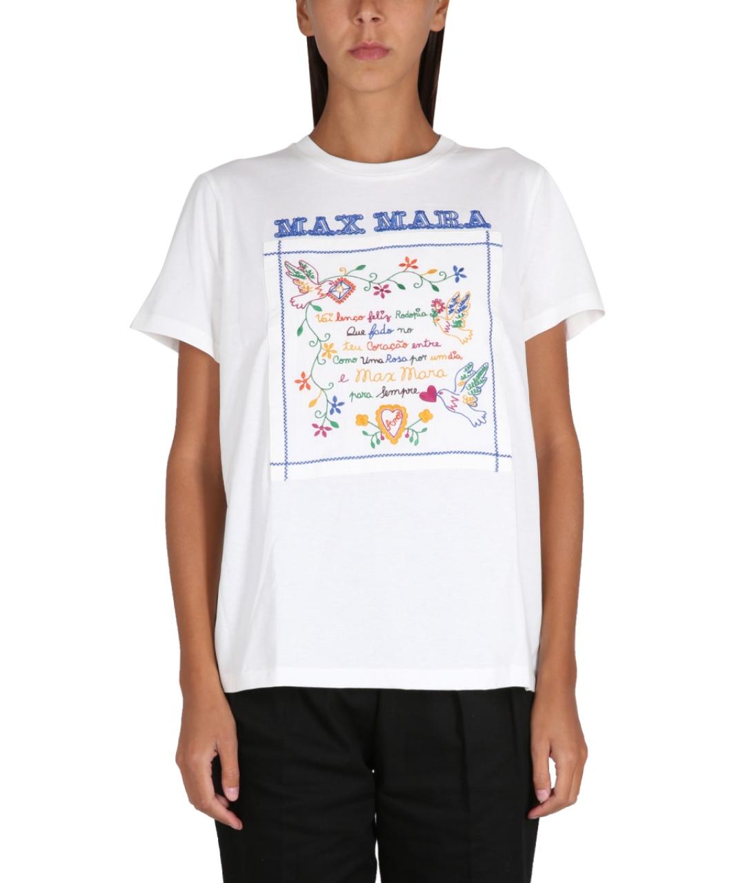 MAX MARA Белая хлопковая футболка, фото 5