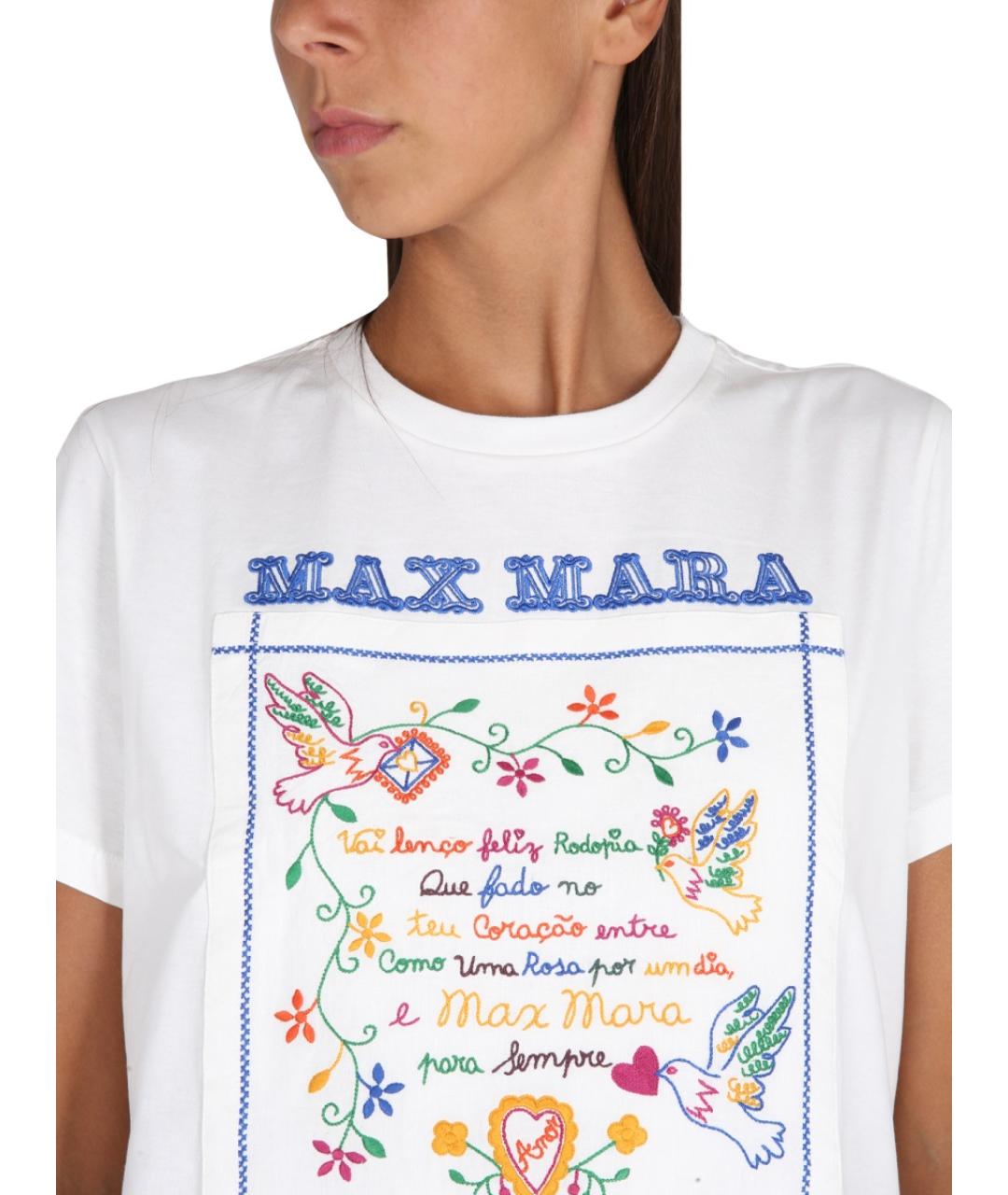 MAX MARA Белая хлопковая футболка, фото 4