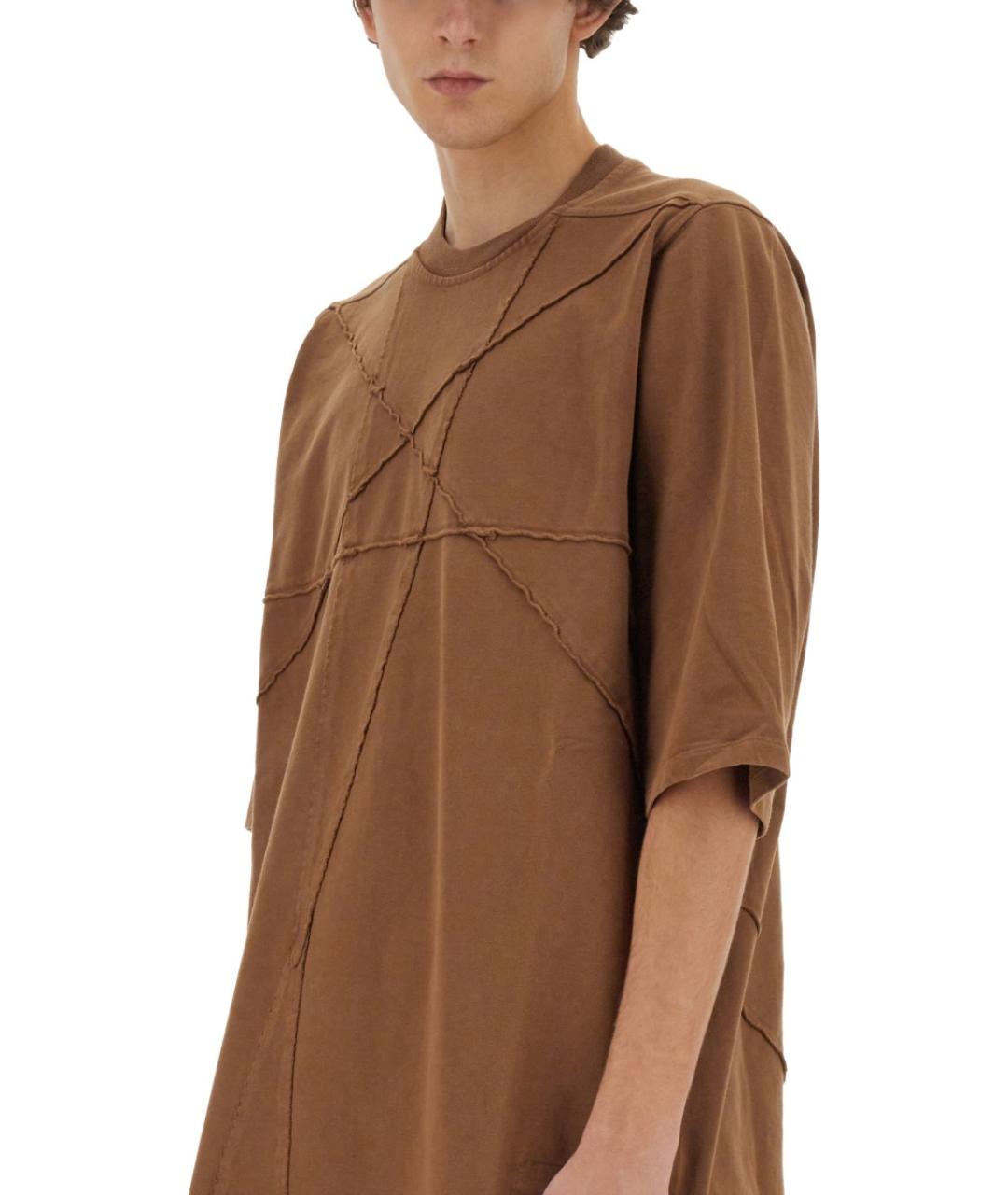 RICK OWENS DRKSHDW Коричневая хлопковая футболка, фото 4