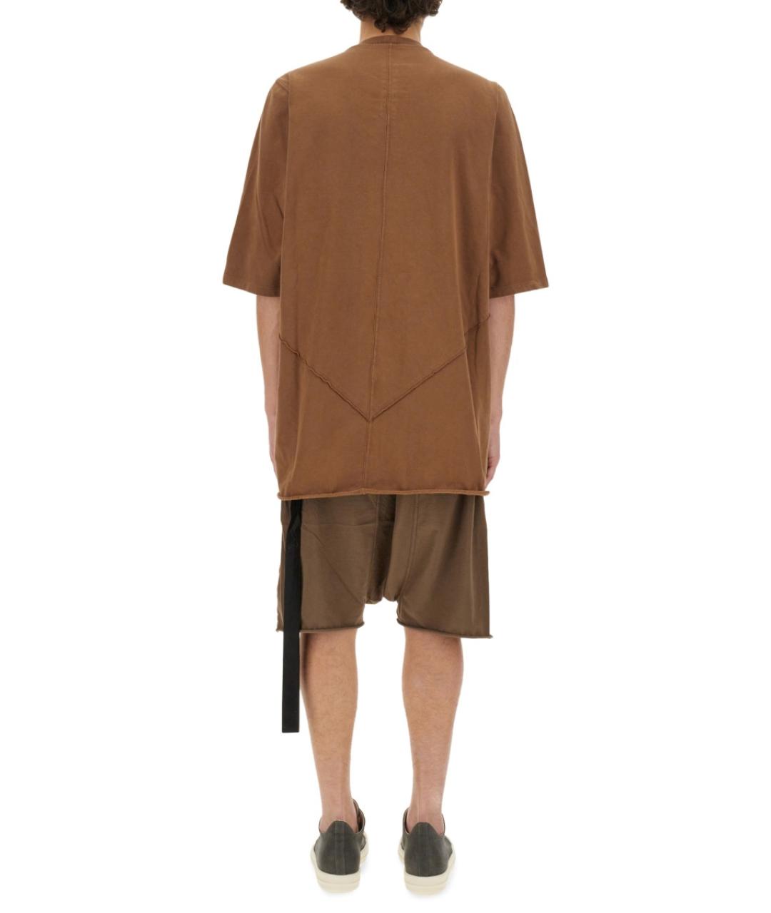 RICK OWENS DRKSHDW Коричневая хлопковая футболка, фото 3