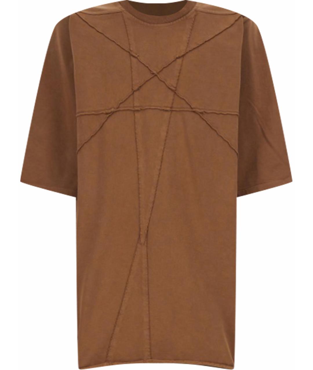 RICK OWENS DRKSHDW Коричневая хлопковая футболка, фото 1