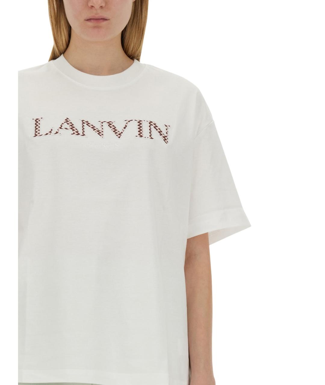 LANVIN Белая хлопковая футболка, фото 4