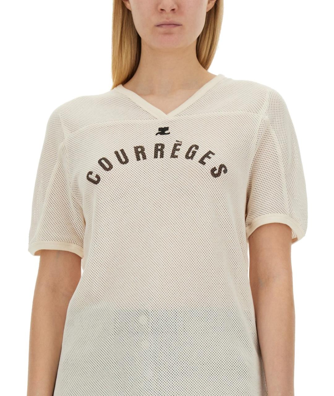 COURREGES Белая полиэстеровая футболка, фото 4