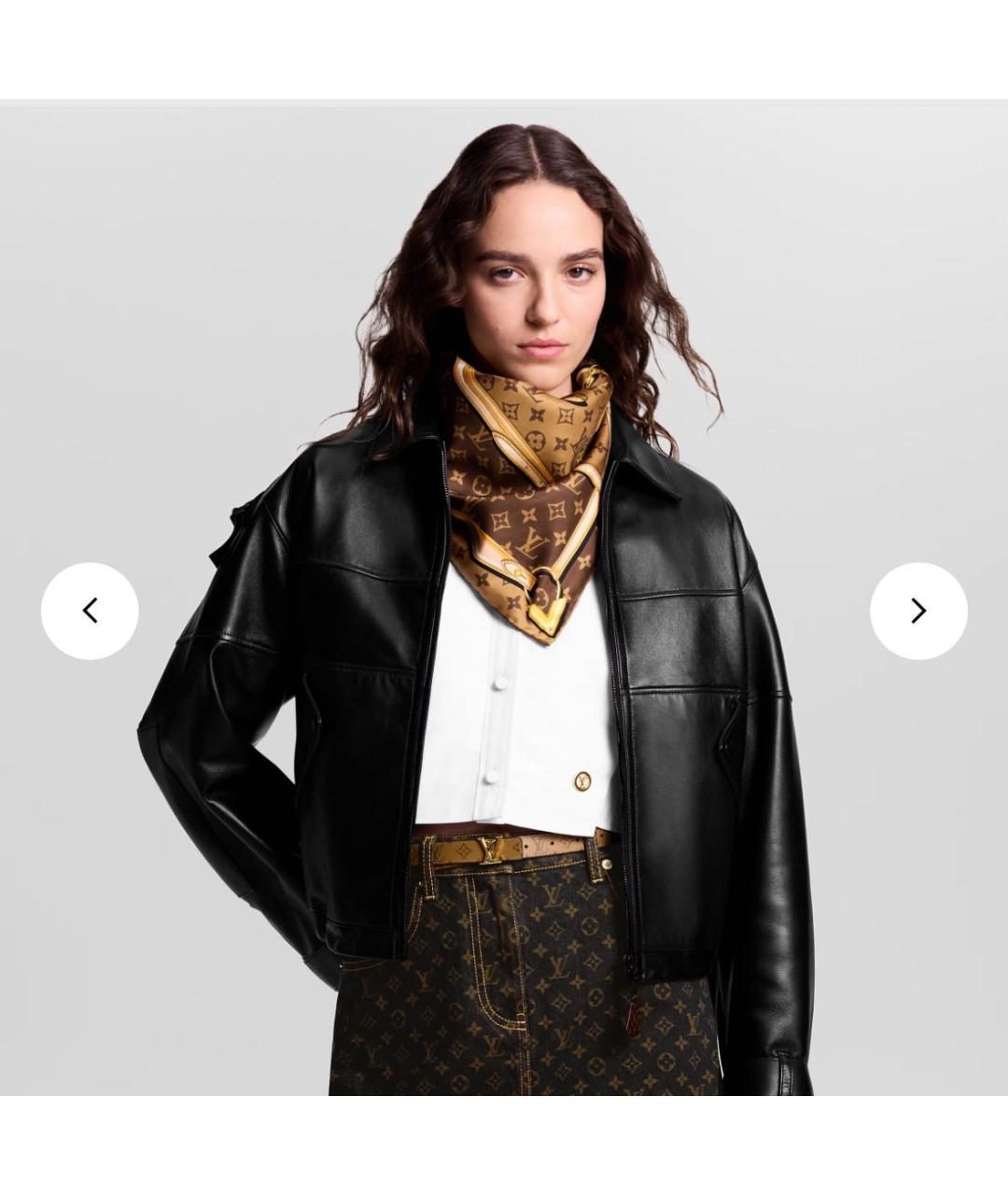 LOUIS VUITTON Коричневый шелковый платок, фото 4