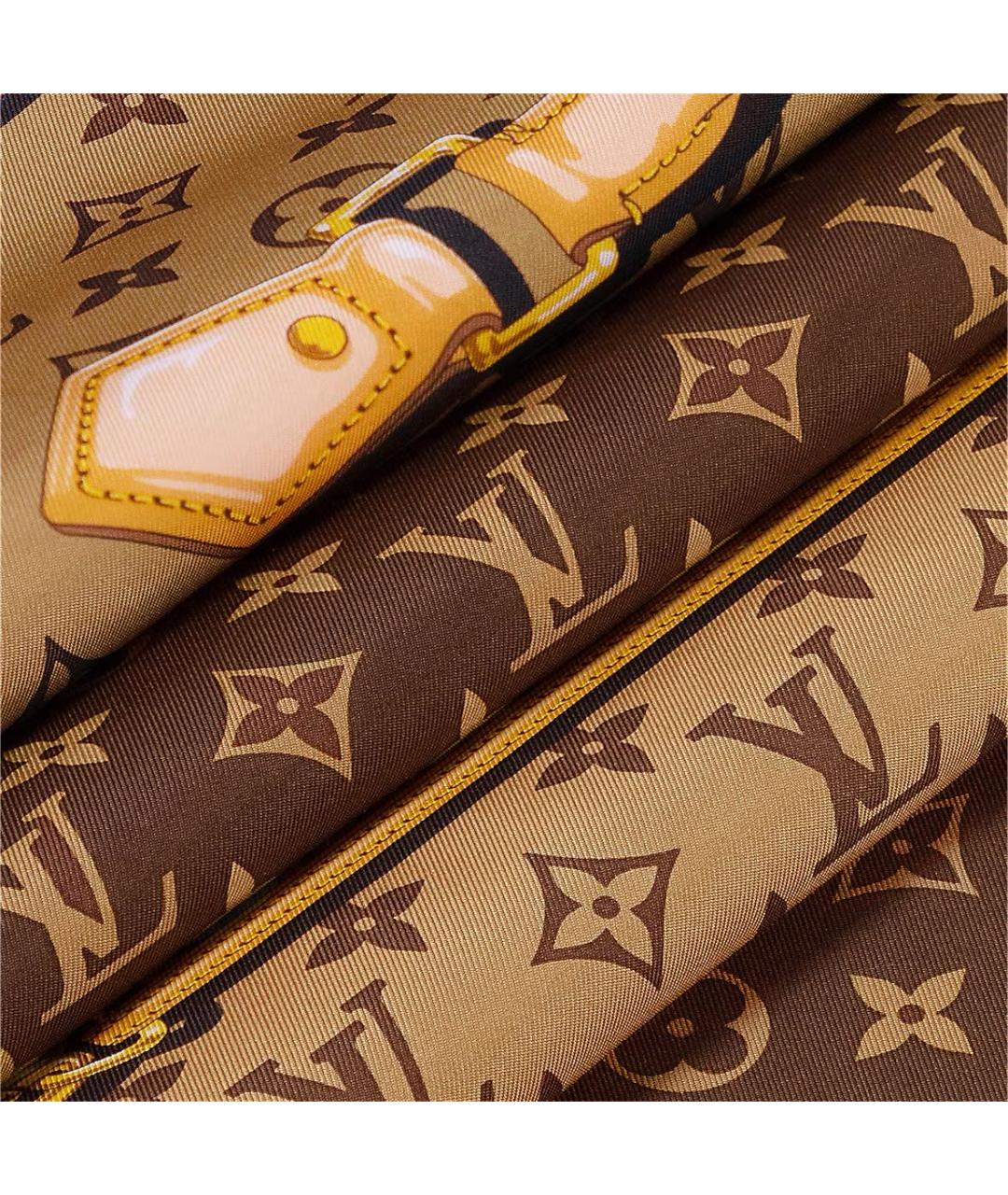 LOUIS VUITTON Коричневый шелковый платок, фото 5