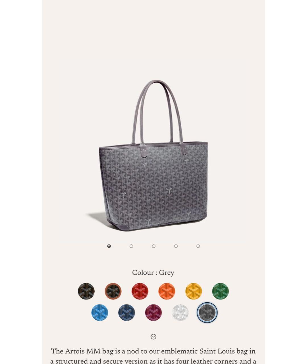 GOYARD Серая кожаная сумка тоут, фото 6