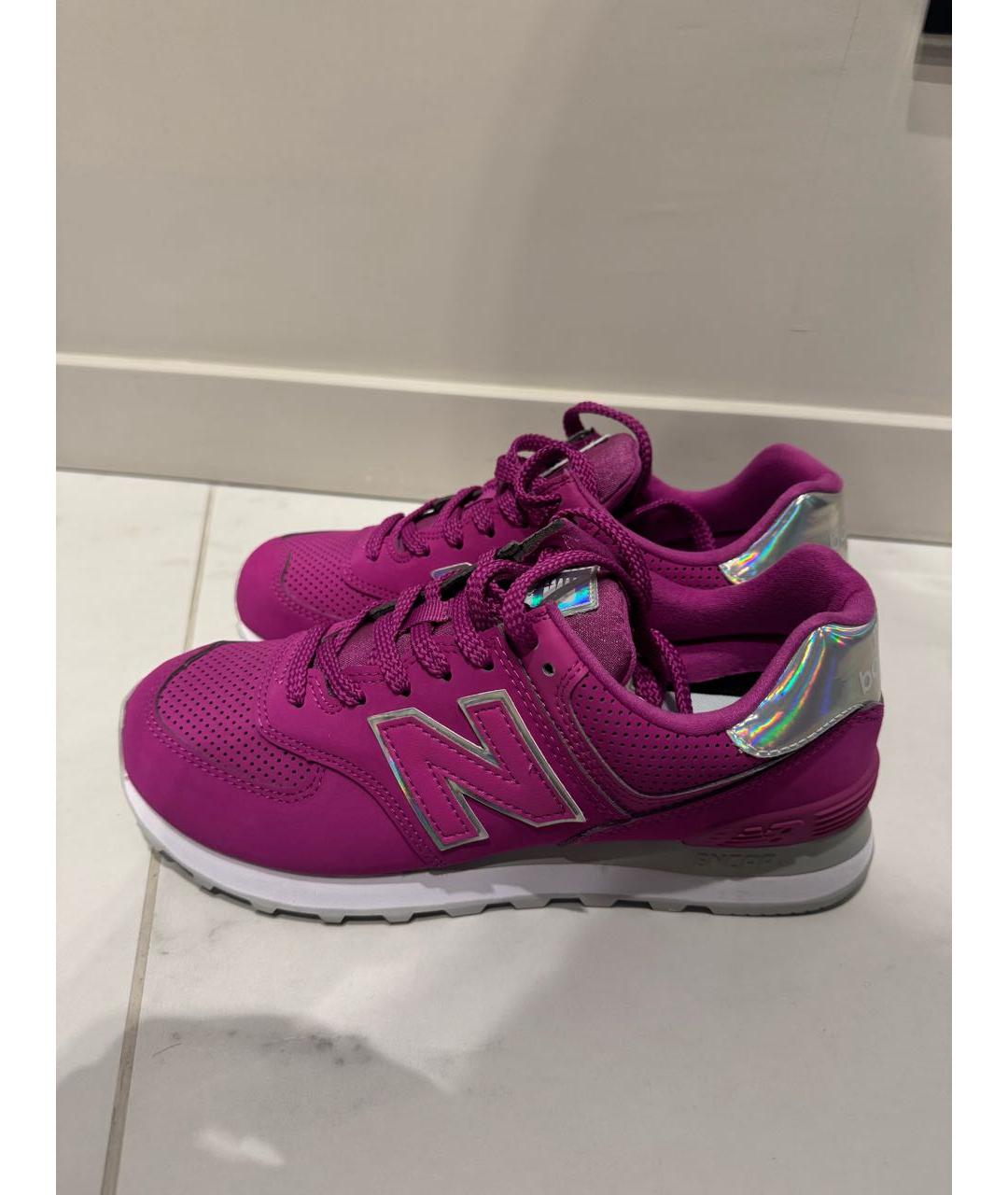 NEW BALANCE Фуксия нубуковые кроссовки, фото 3