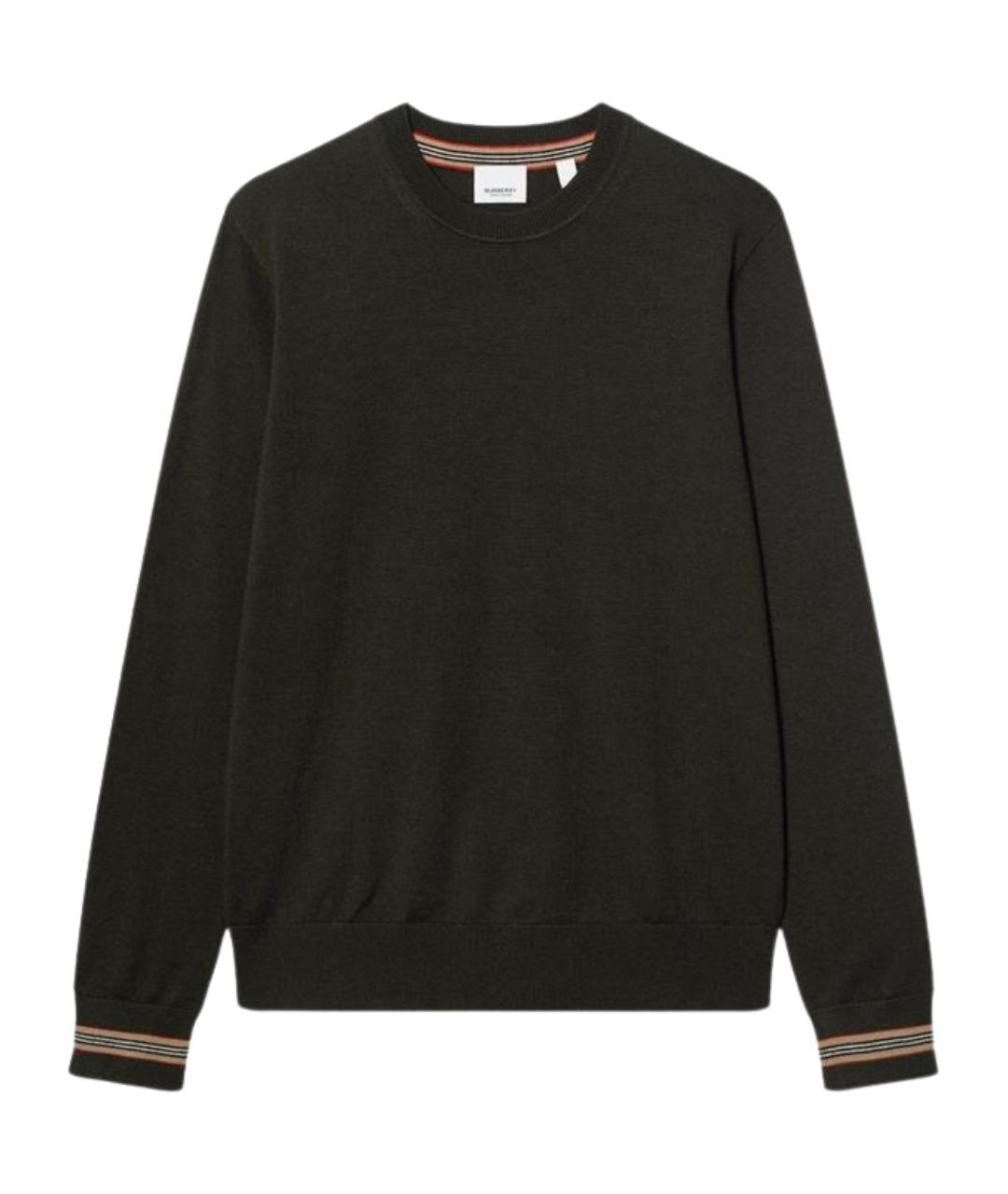 BURBERRY Зеленый шерстяной джемпер / свитер, фото 1