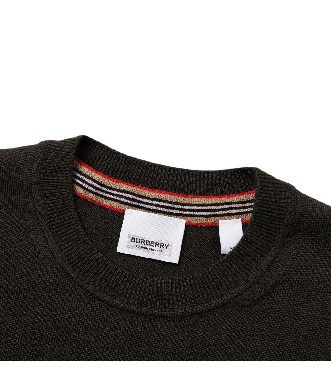 BURBERRY Зеленый шерстяной джемпер / свитер, фото 3