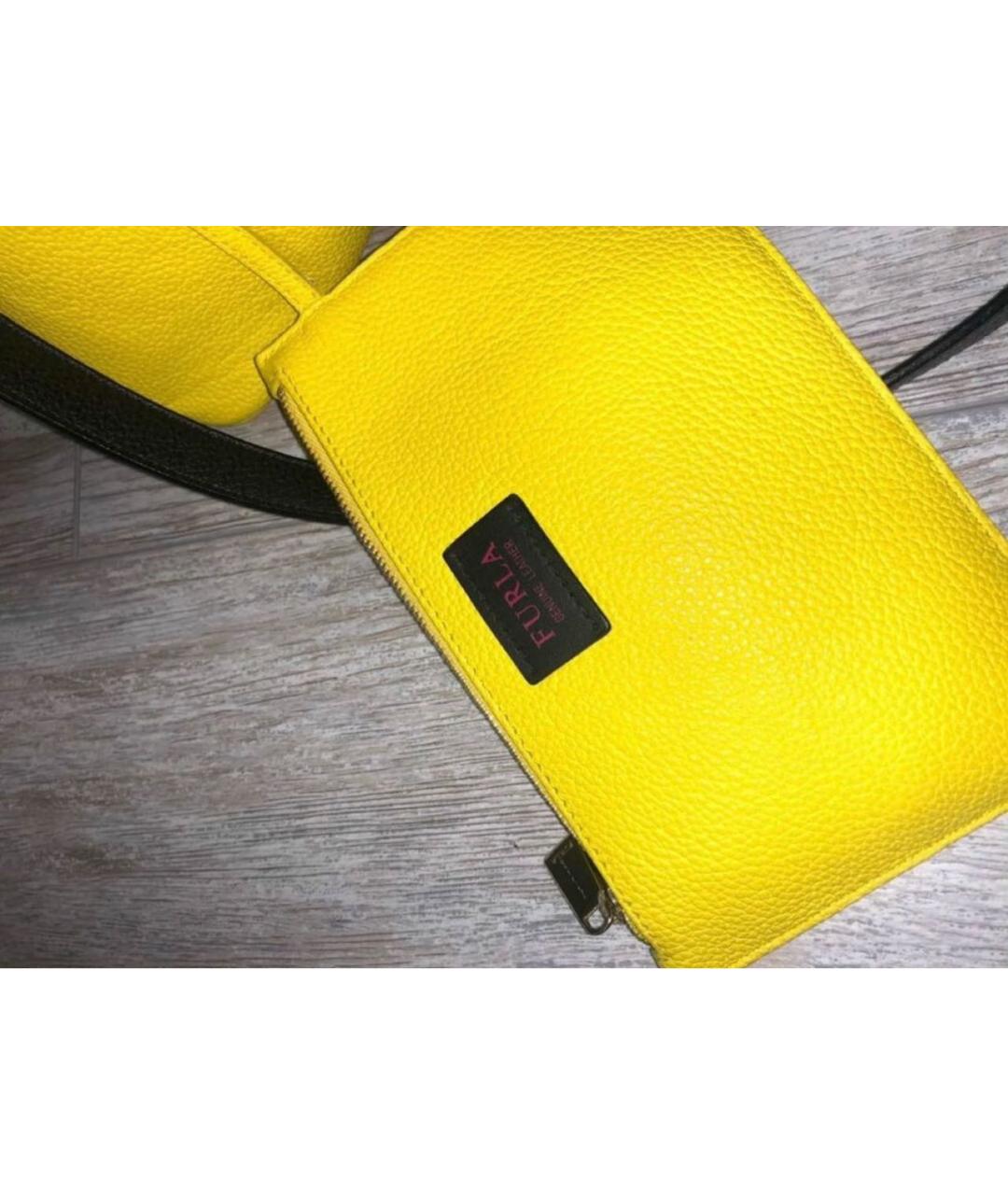 FURLA Желтая кожаная сумка тоут, фото 4