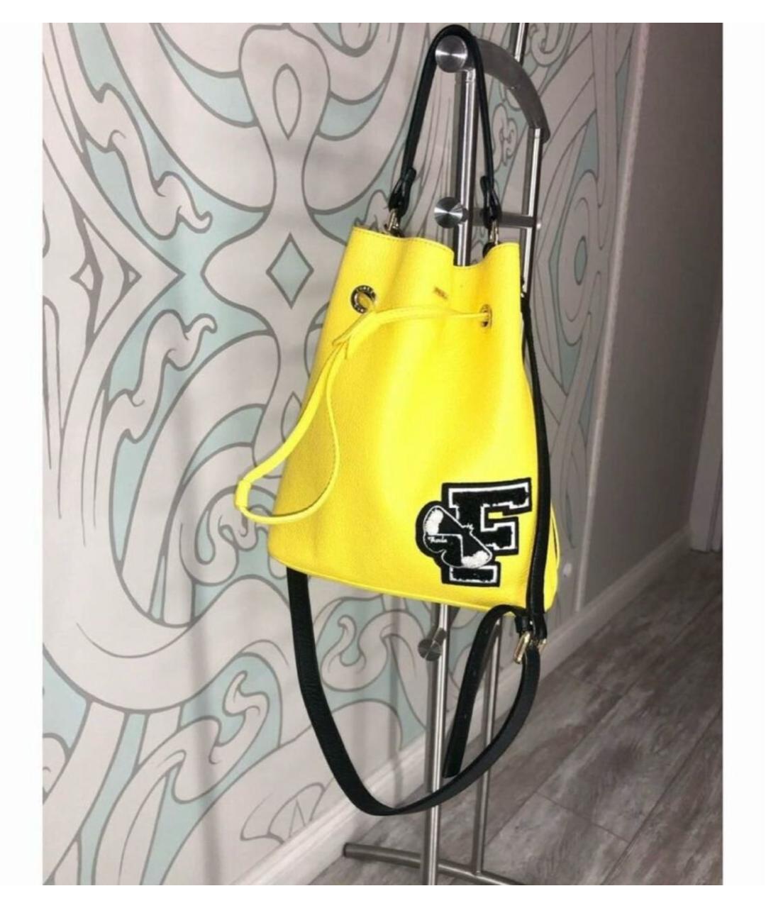 FURLA Желтая кожаная сумка тоут, фото 5