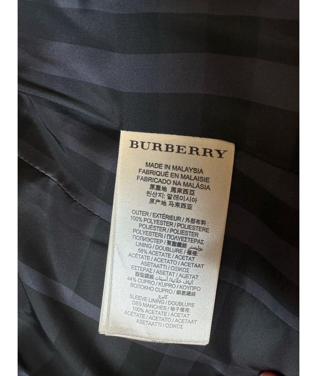 BURBERRY Черный полиэстеровый пуховик, фото 7