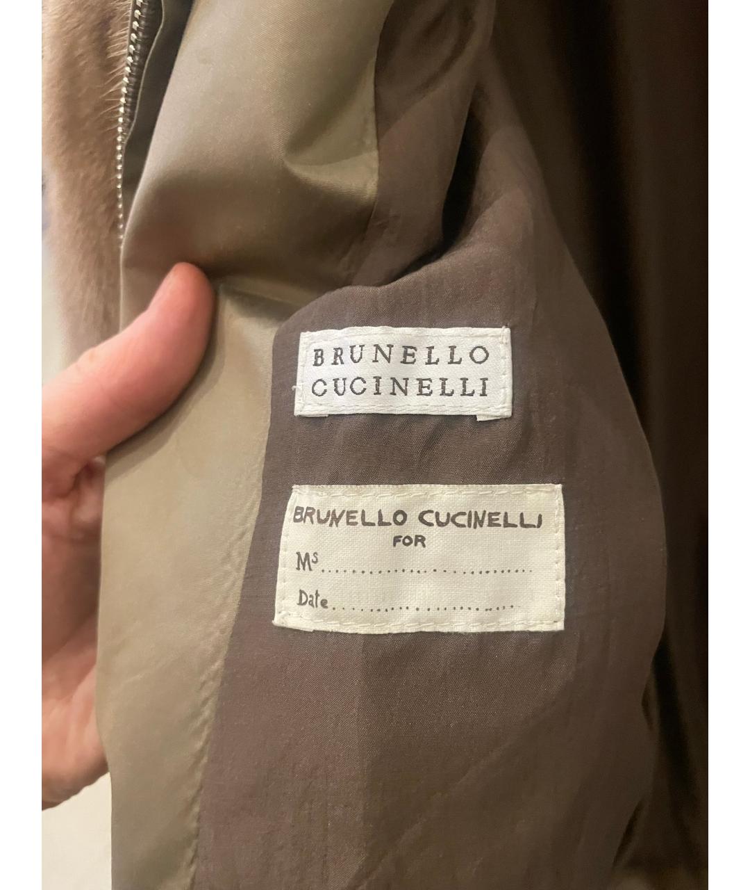 BRUNELLO CUCINELLI Коричневая меховая шуба, фото 3