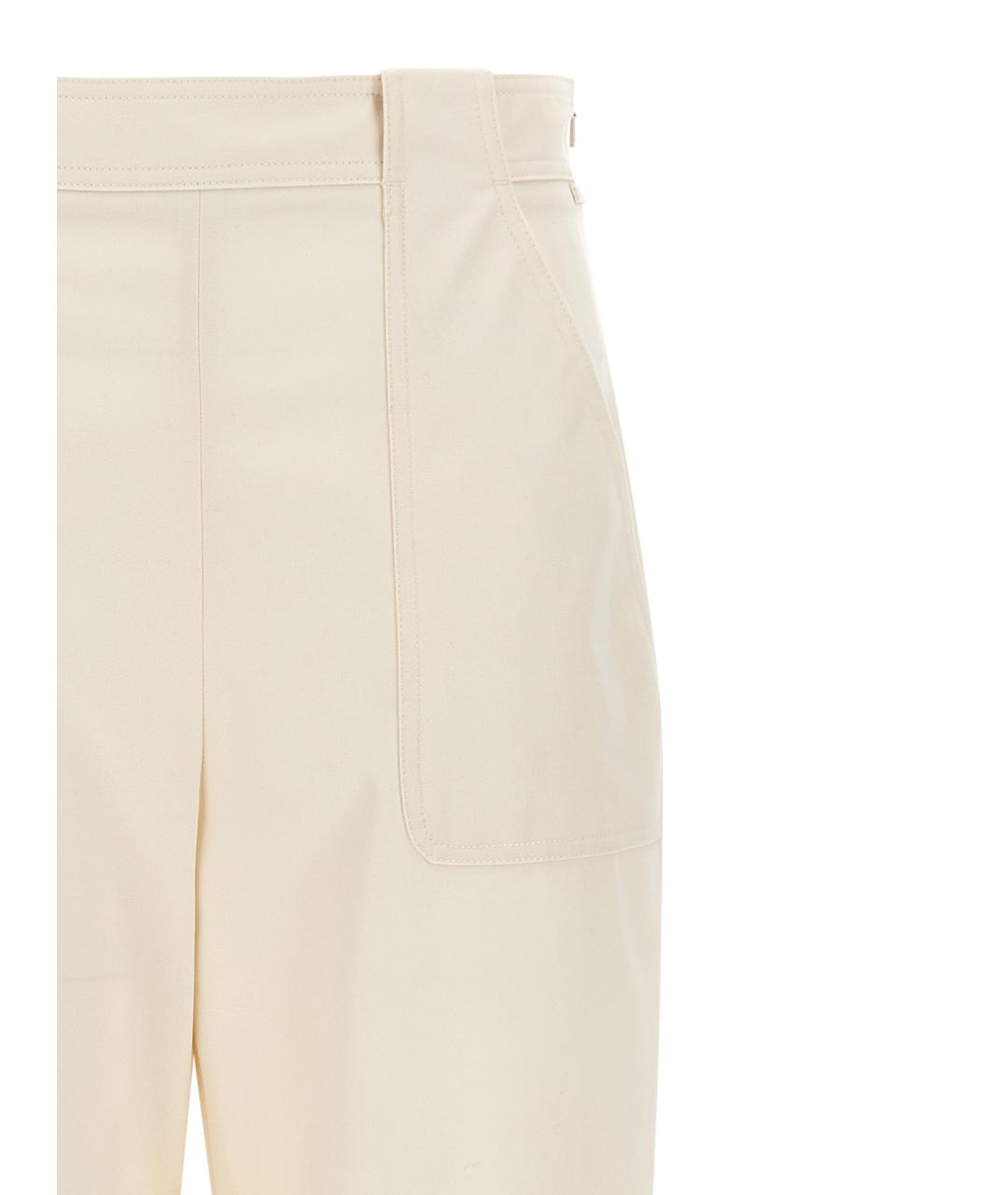 MAX MARA Белые хлопковые прямые брюки, фото 3