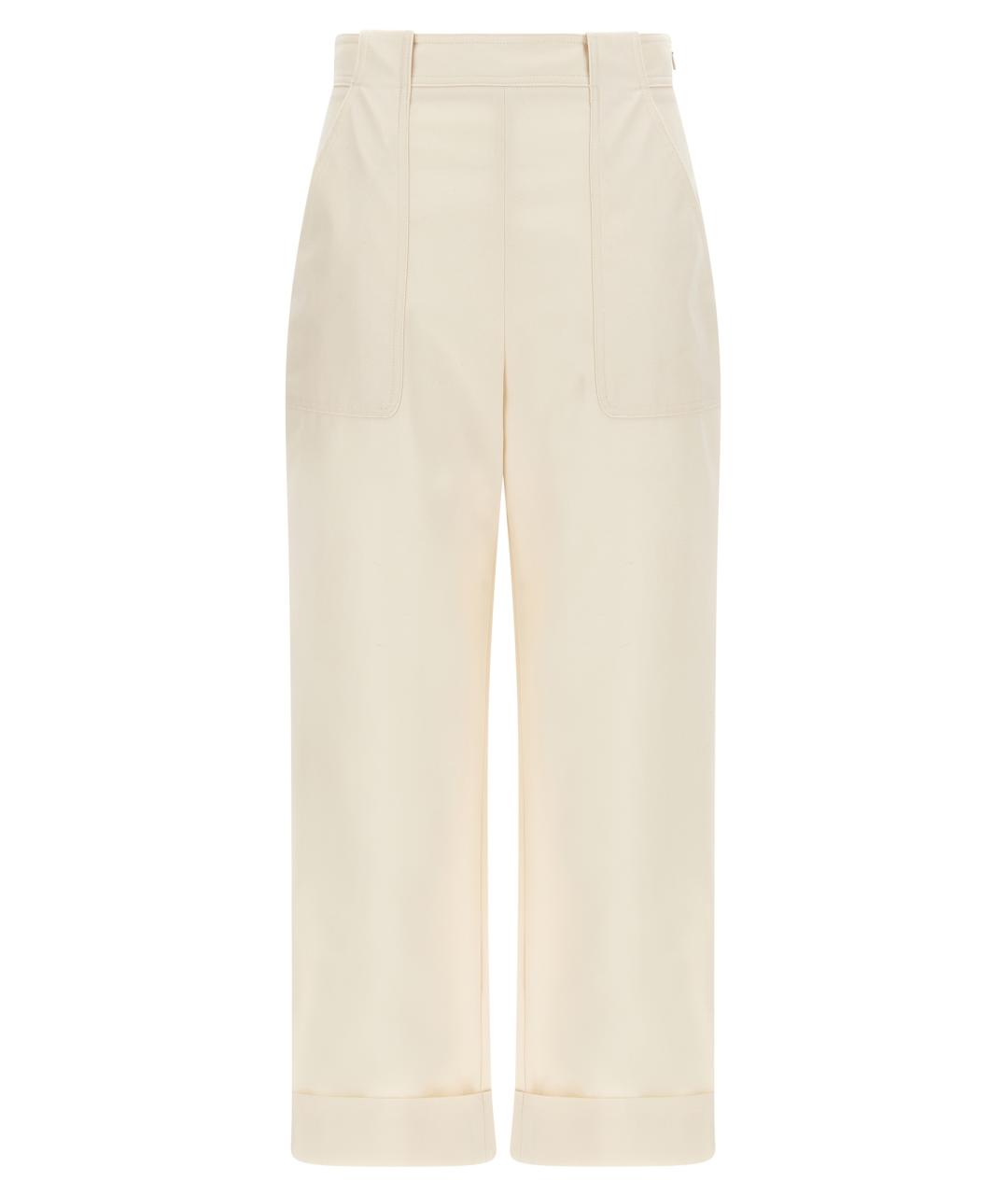 MAX MARA Белые хлопковые прямые брюки, фото 1