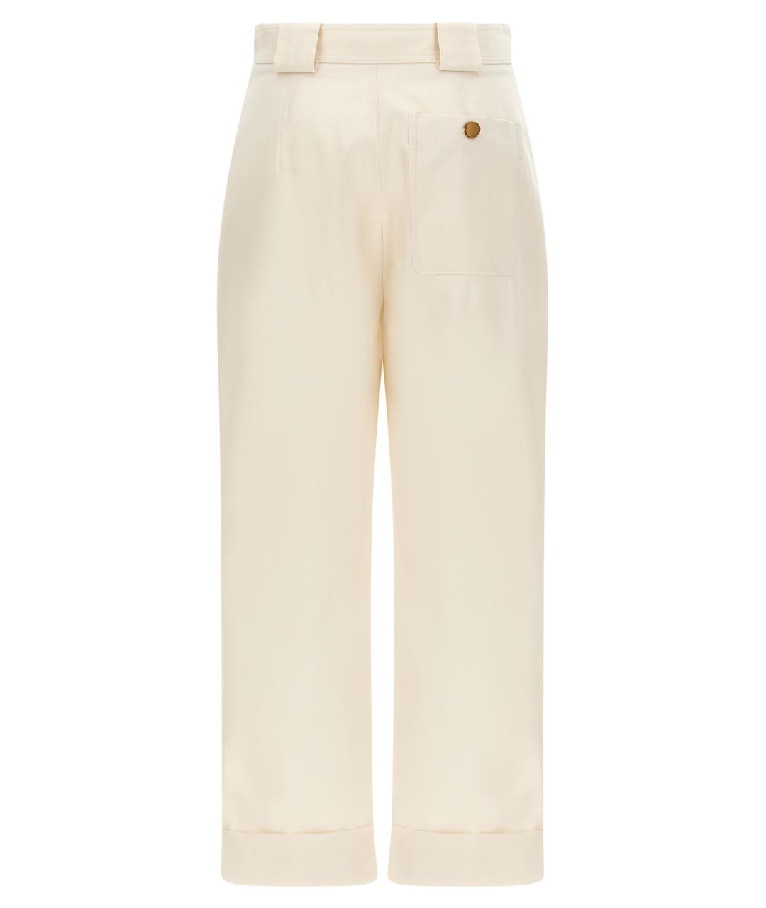 MAX MARA Белые хлопковые прямые брюки, фото 2