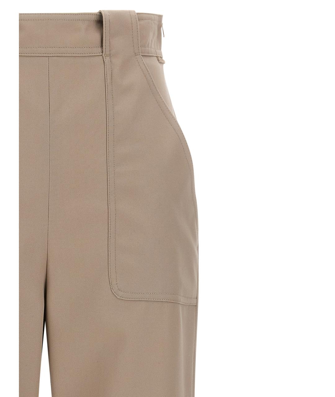 MAX MARA Бежевые хлопковые прямые брюки, фото 3