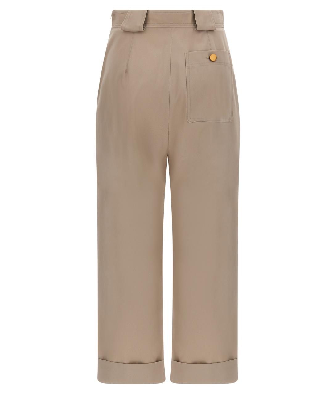 MAX MARA Бежевые хлопковые прямые брюки, фото 2