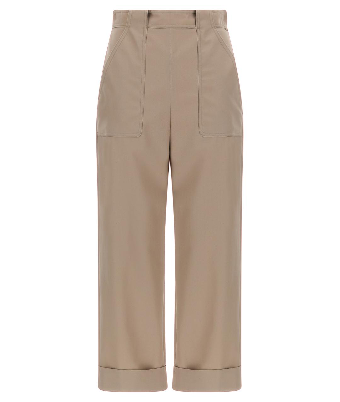 MAX MARA Бежевые хлопковые прямые брюки, фото 1