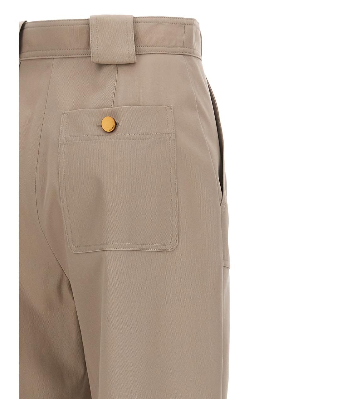 MAX MARA Бежевые хлопковые прямые брюки, фото 4