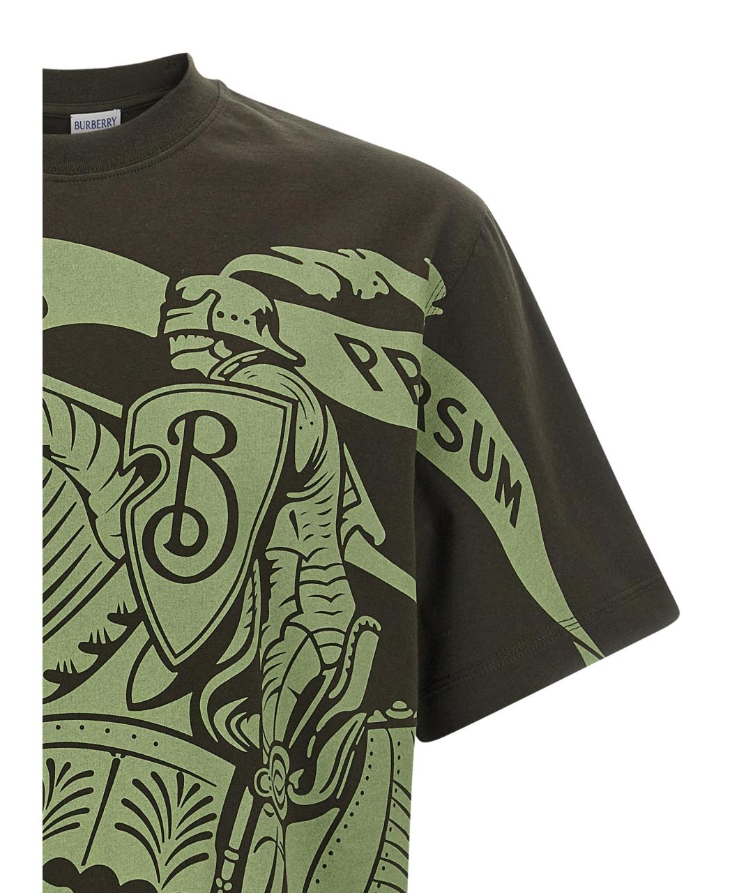 BURBERRY Хаки хлопковая футболка, фото 3