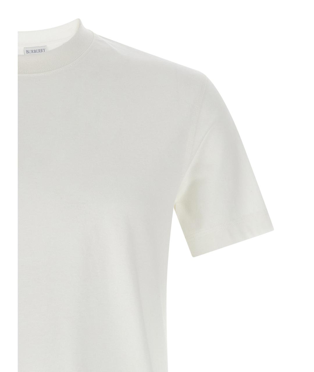 BURBERRY Белая хлопковая футболка, фото 3