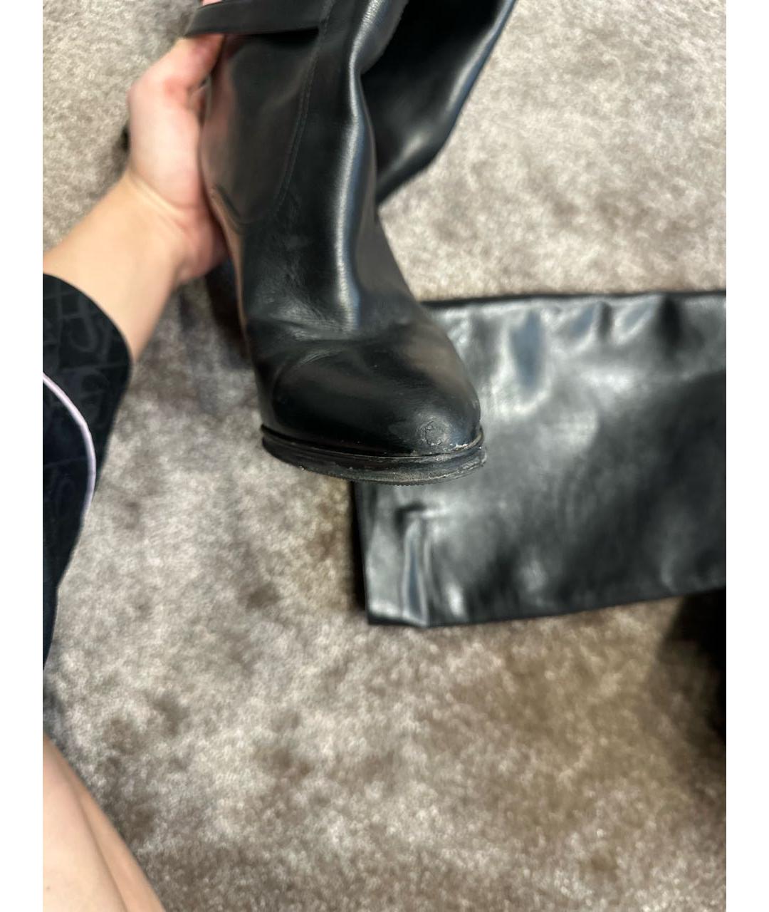 SAINT LAURENT Черные кожаные сапоги, фото 8
