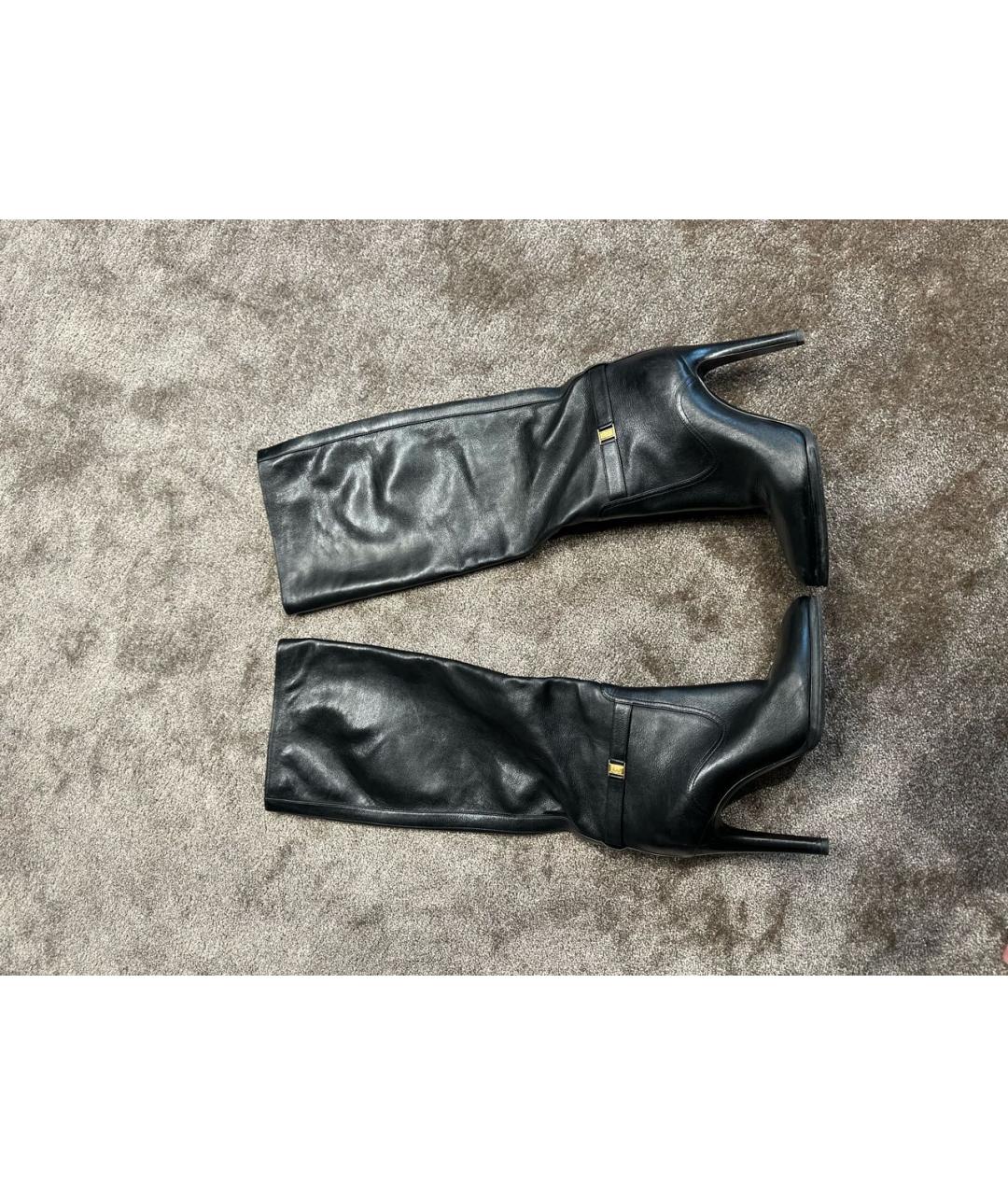 SAINT LAURENT Черные кожаные сапоги, фото 9