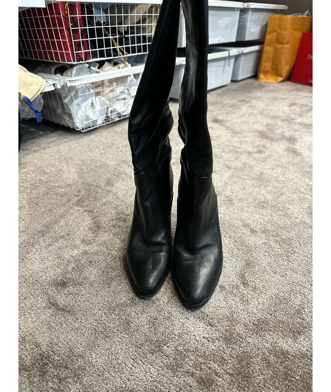 SAINT LAURENT Черные кожаные сапоги, фото 2