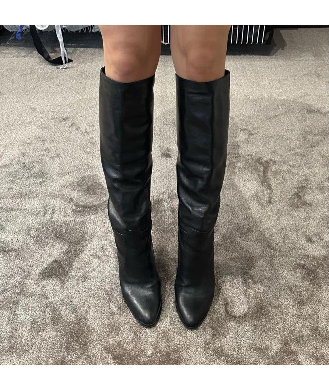 SAINT LAURENT Черные кожаные сапоги, фото 5