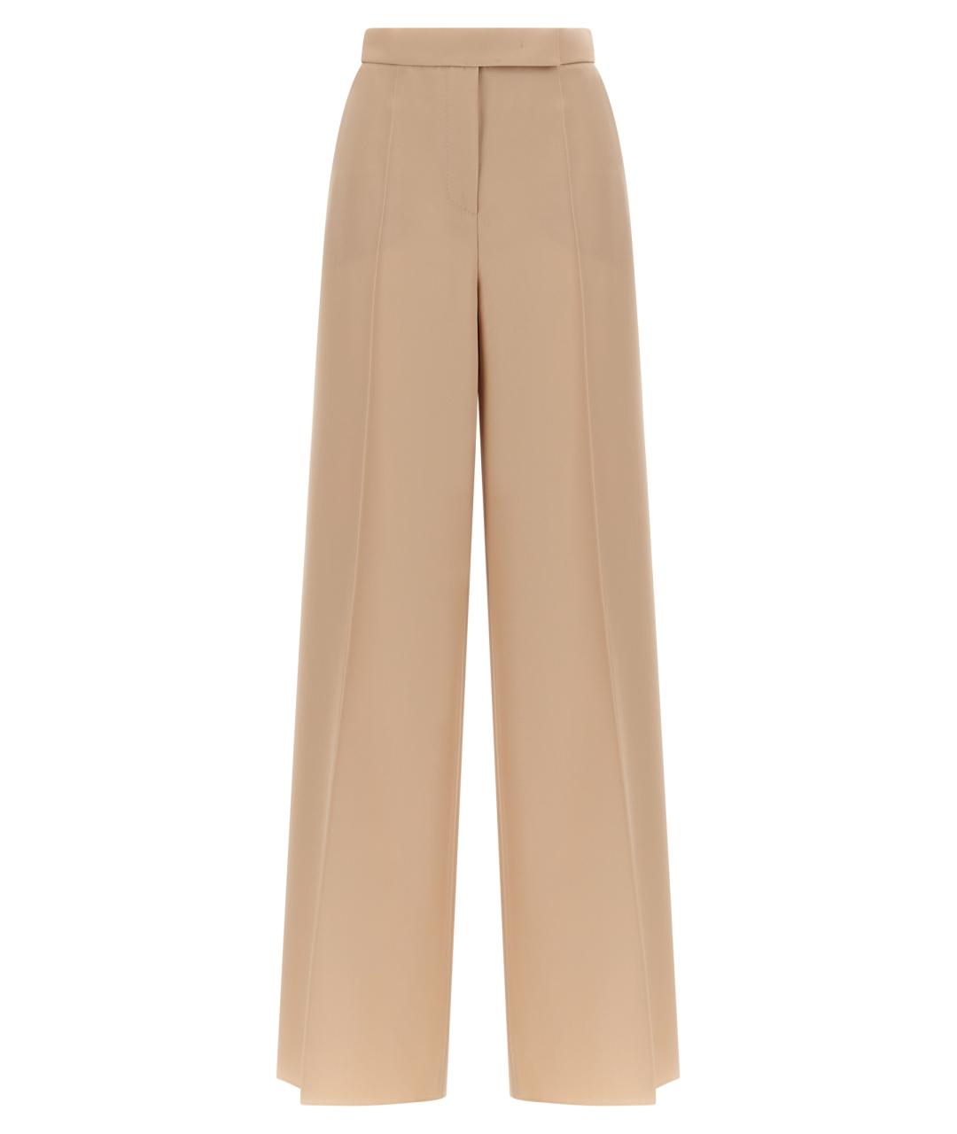 MAX MARA Бежевые шерстяные прямые брюки, фото 1