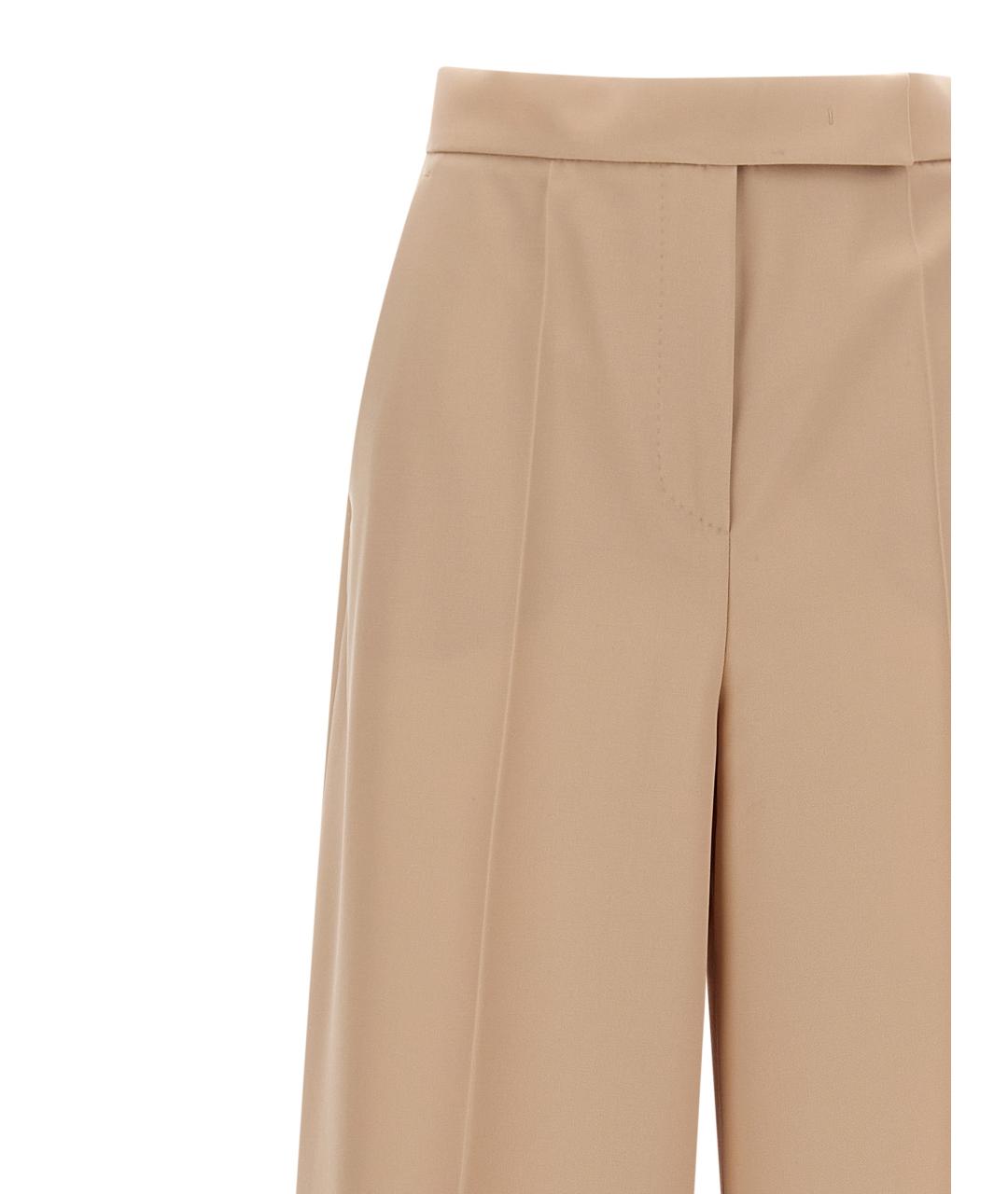 MAX MARA Бежевые шерстяные прямые брюки, фото 3