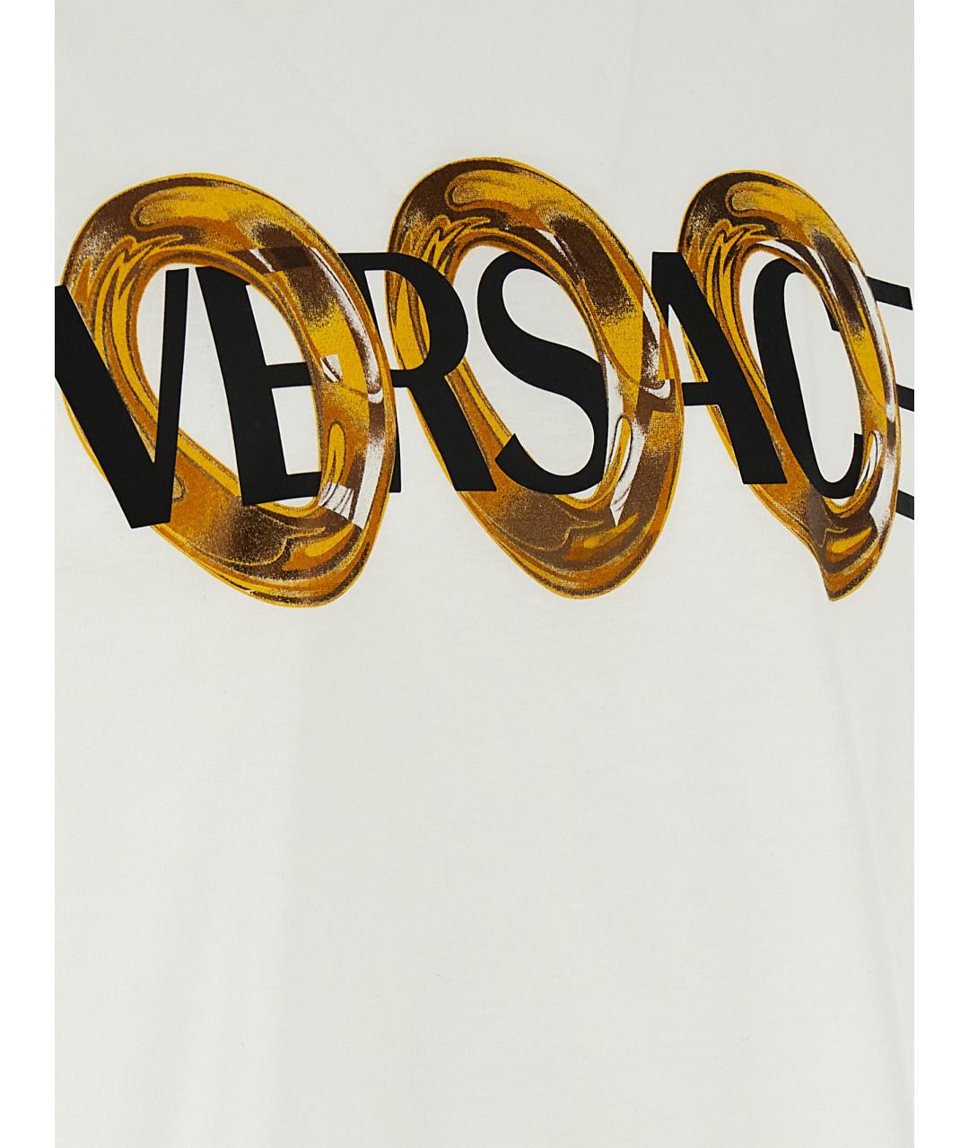 VERSACE Белая хлопковая футболка, фото 4