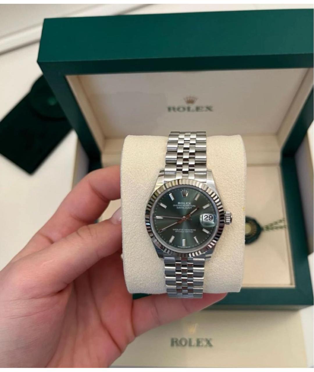 ROLEX Зеленые часы из белого золота, фото 2