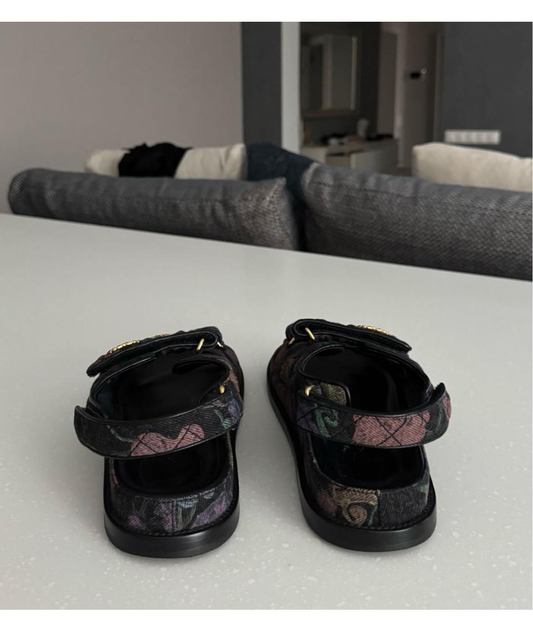 CHANEL Черные текстильные сандалии, фото 7