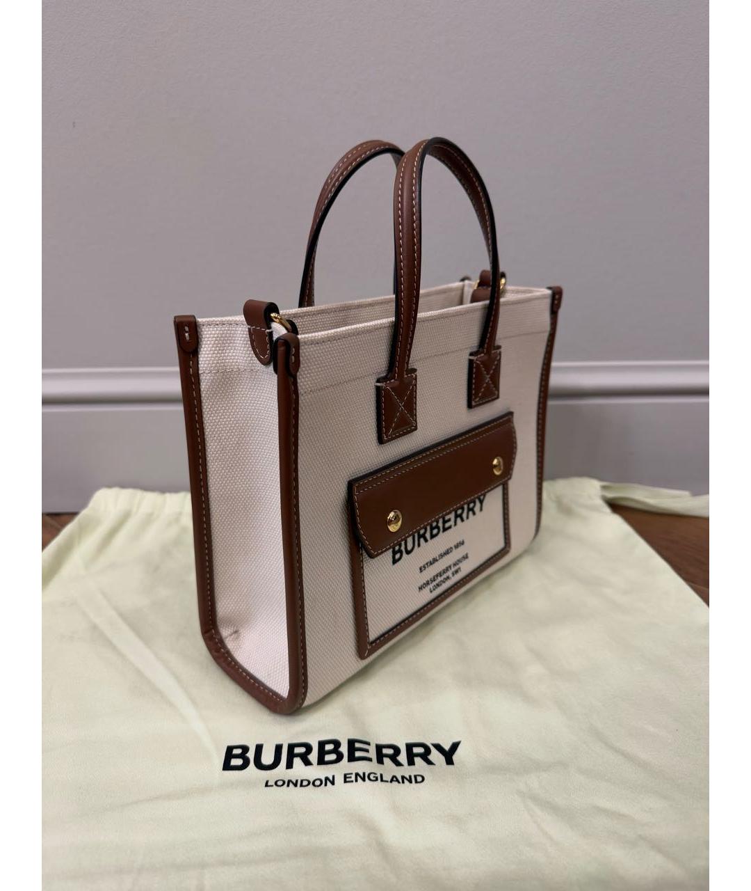 BURBERRY Бежевая хлопковая сумка тоут, фото 2