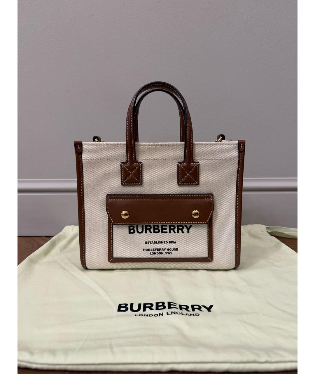 BURBERRY Бежевая хлопковая сумка тоут, фото 9