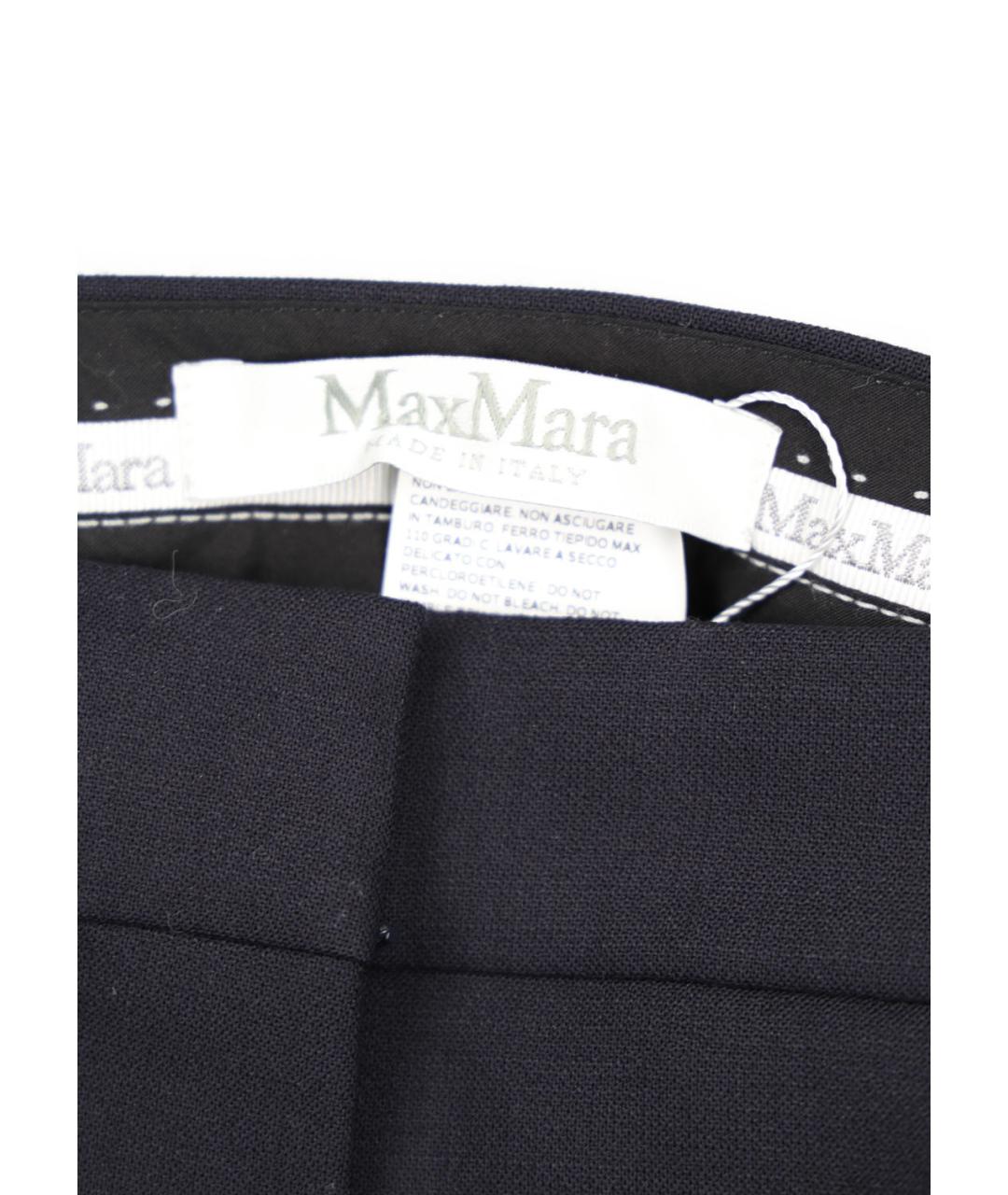 MAX MARA Черные шерстяные прямые брюки, фото 3