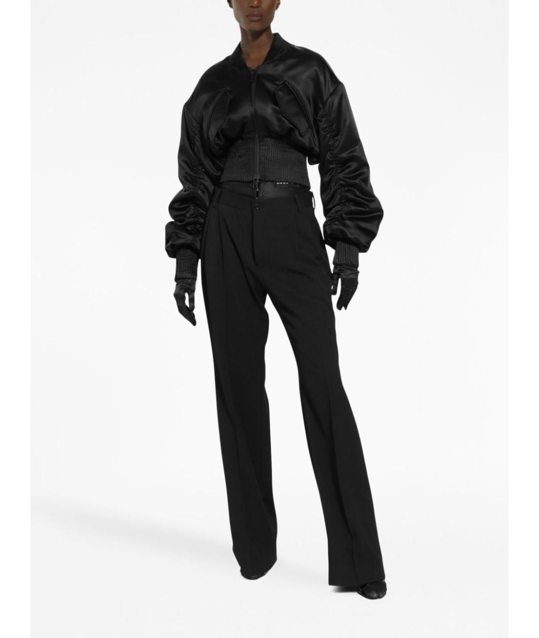 DOLCE&GABBANA Черные полиэстеровые прямые брюки, фото 3