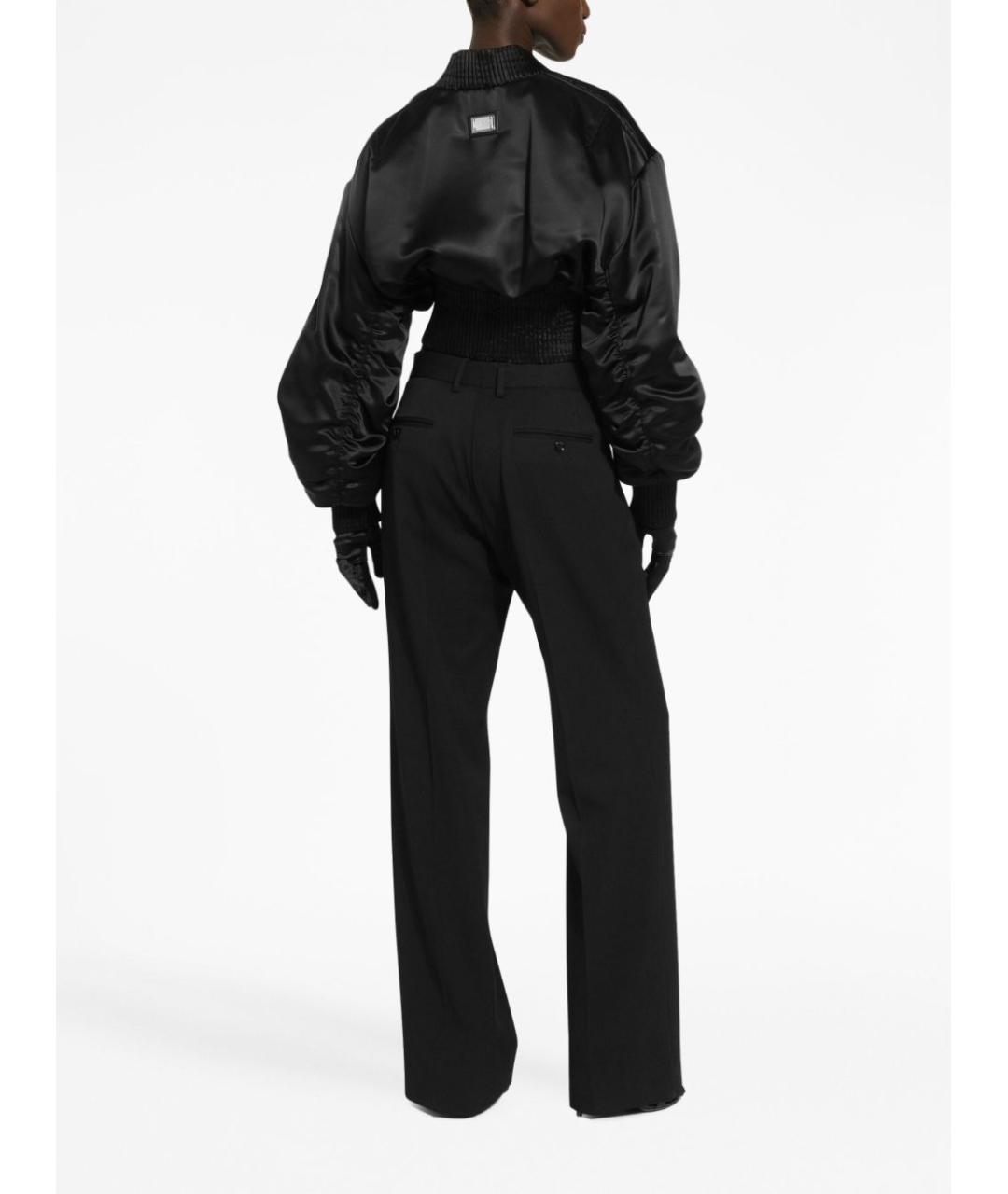 DOLCE&GABBANA Черные полиэстеровые прямые брюки, фото 4