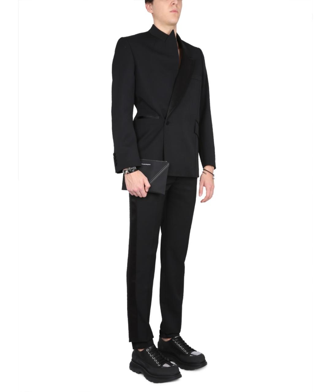 ALEXANDER MCQUEEN Черные шерстяные повседневные брюки, фото 2