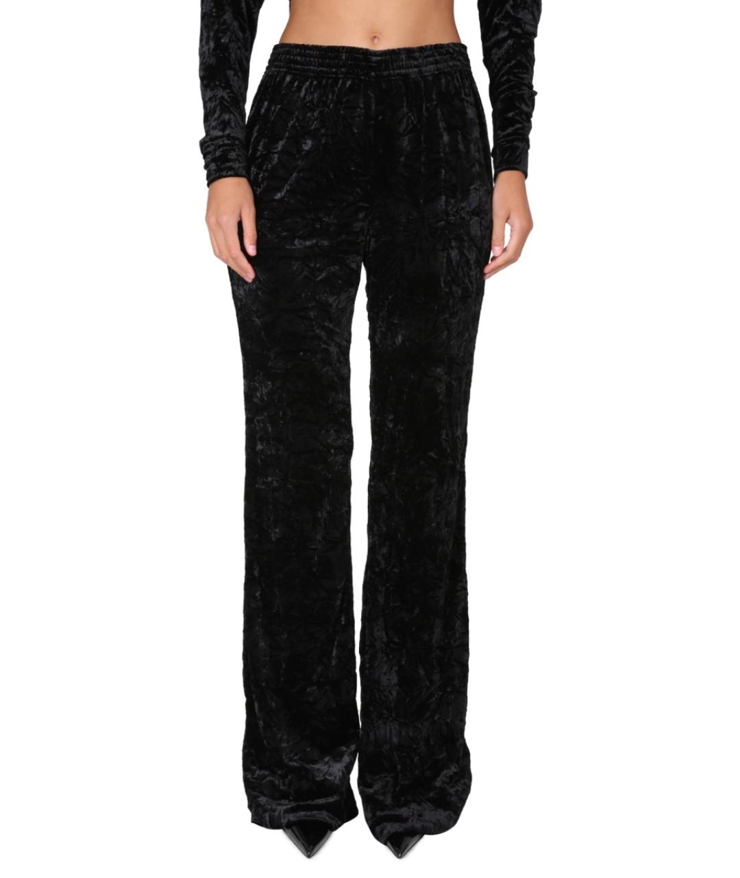 SAINT LAURENT Черные полиэстеровые прямые брюки, фото 1