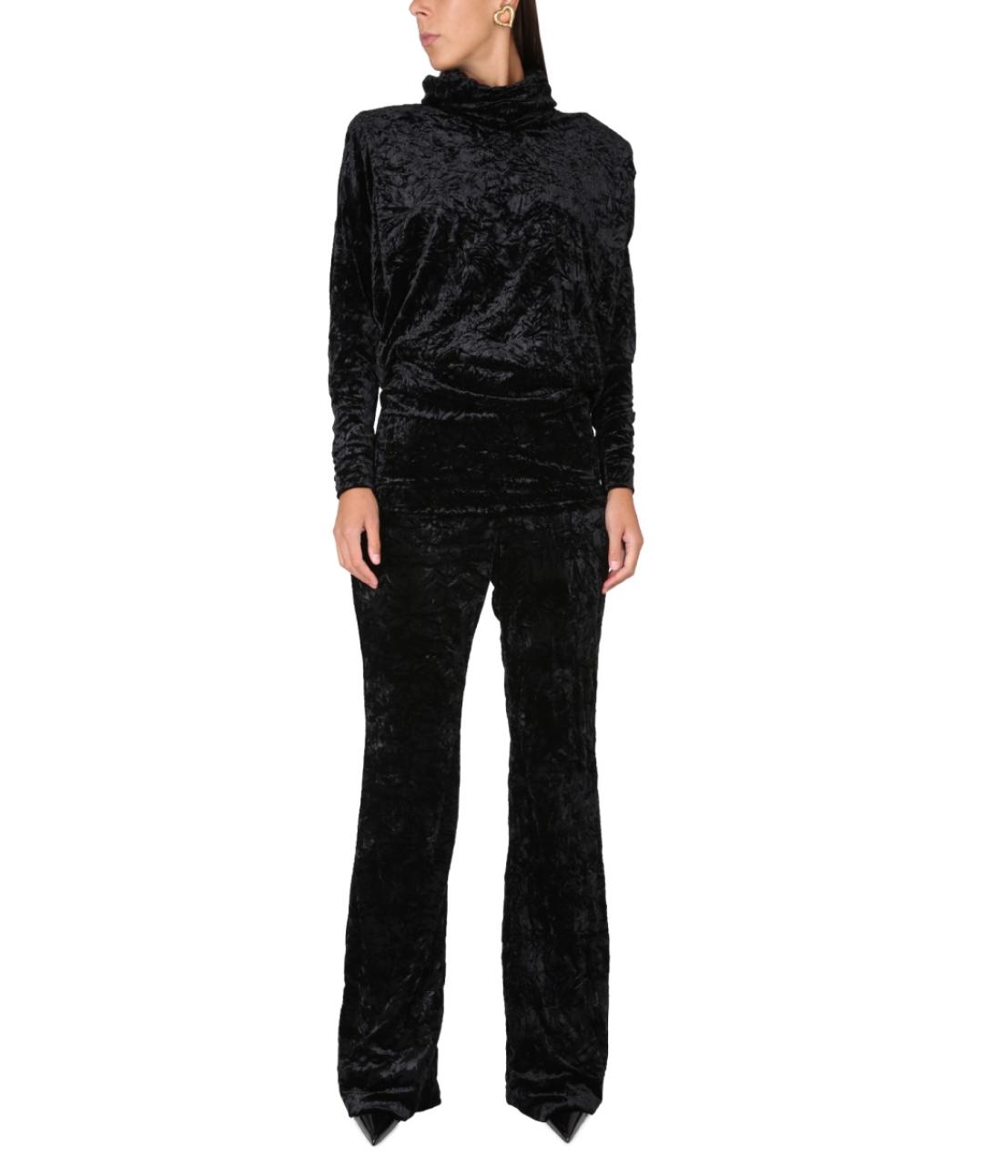 SAINT LAURENT Черные полиэстеровые прямые брюки, фото 2