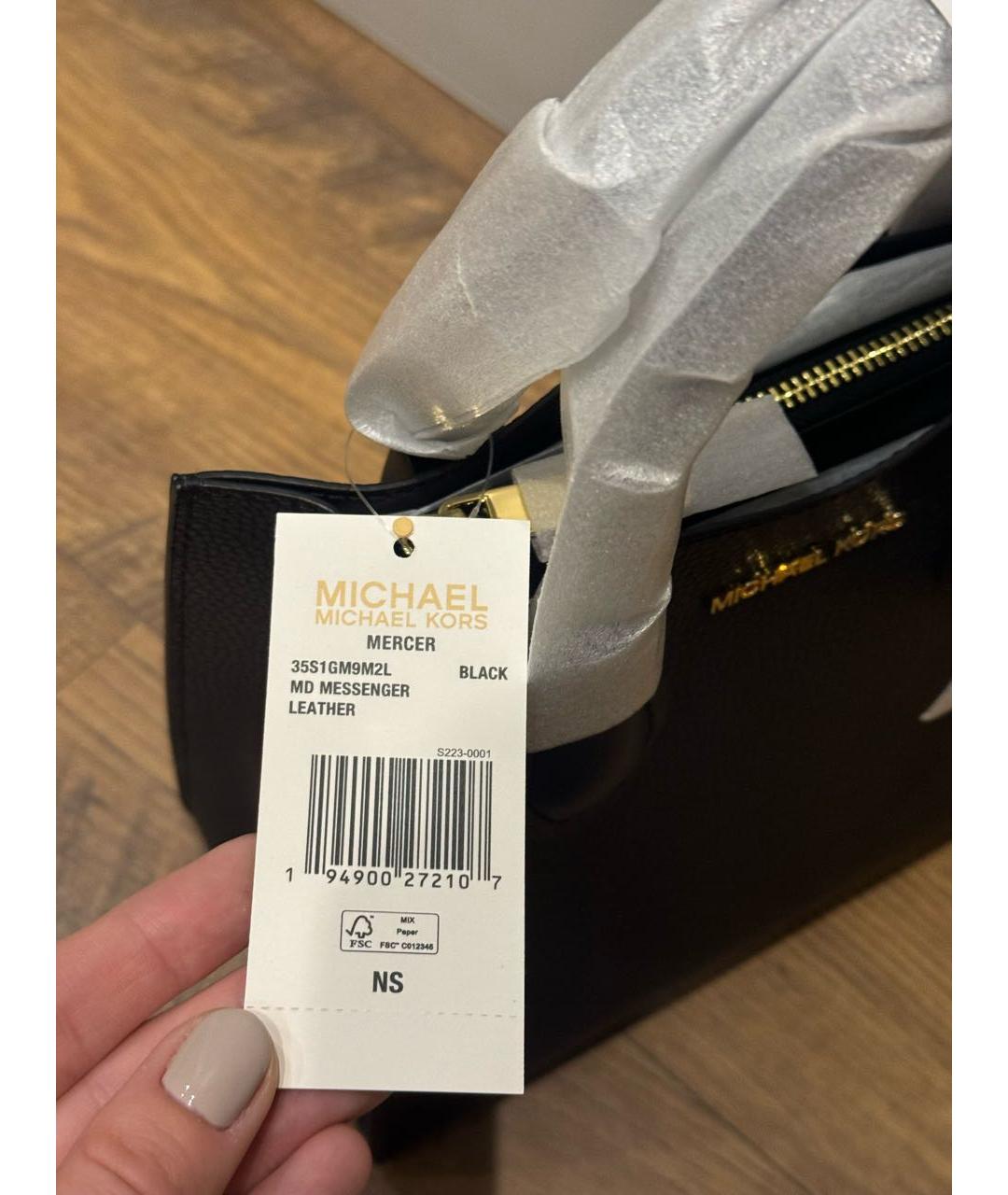 MICHAEL KORS Черная кожаная сумка через плечо, фото 8