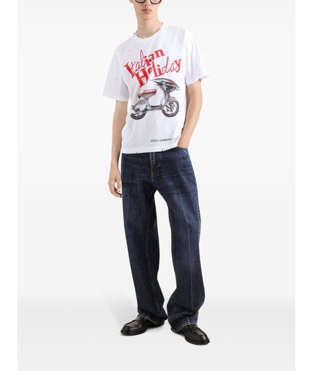 DOLCE&GABBANA Белая хлопковая футболка, фото 3