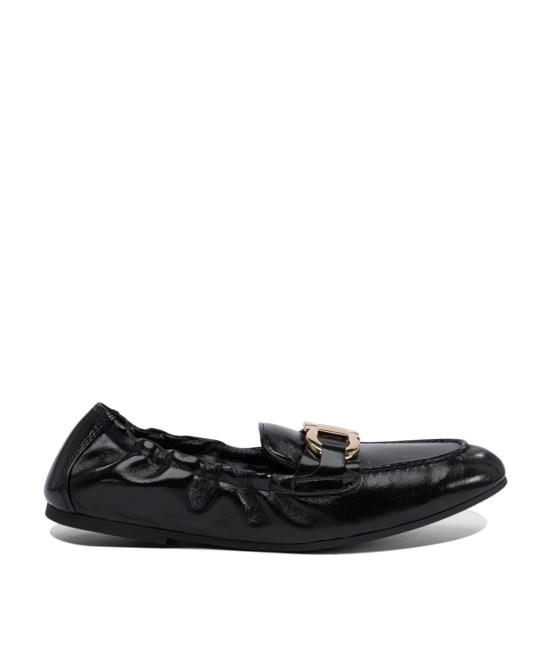 FERRAGAMO Черные кожаные лоферы, фото 1