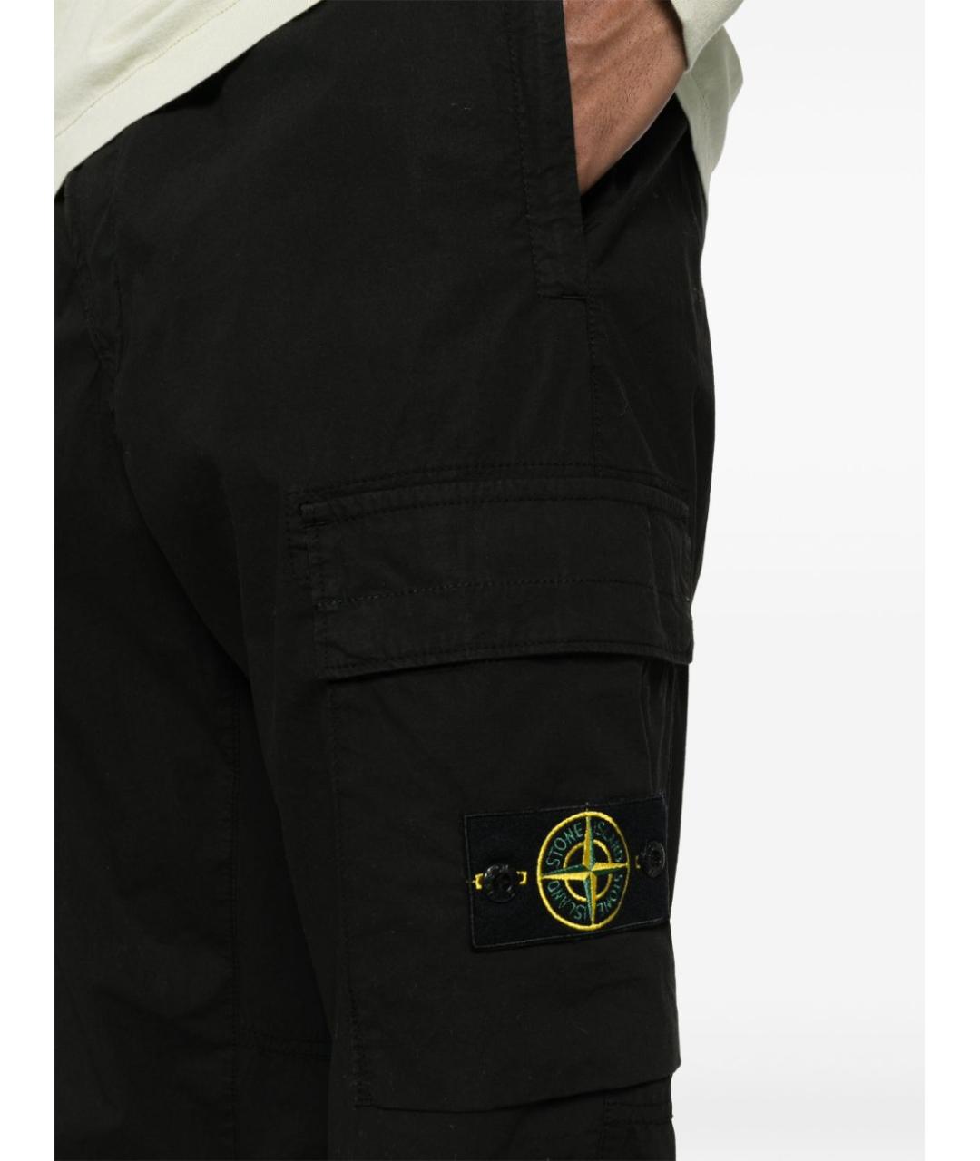 STONE ISLAND Черные хлопковые повседневные брюки, фото 2