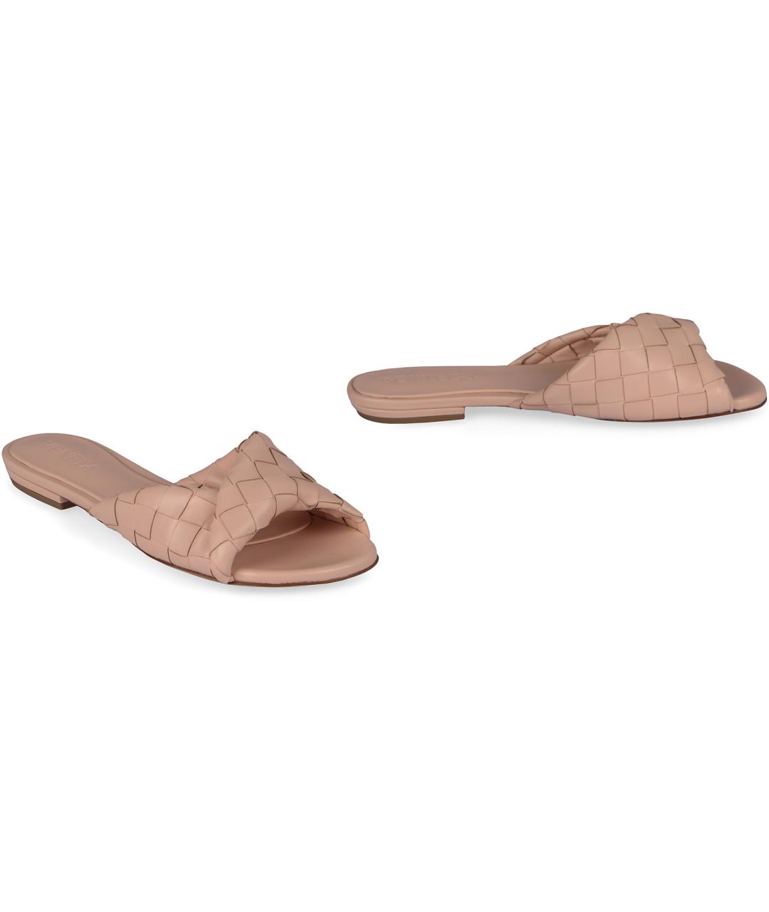 BOTTEGA VENETA Розовые кожаные шлепанцы, фото 3