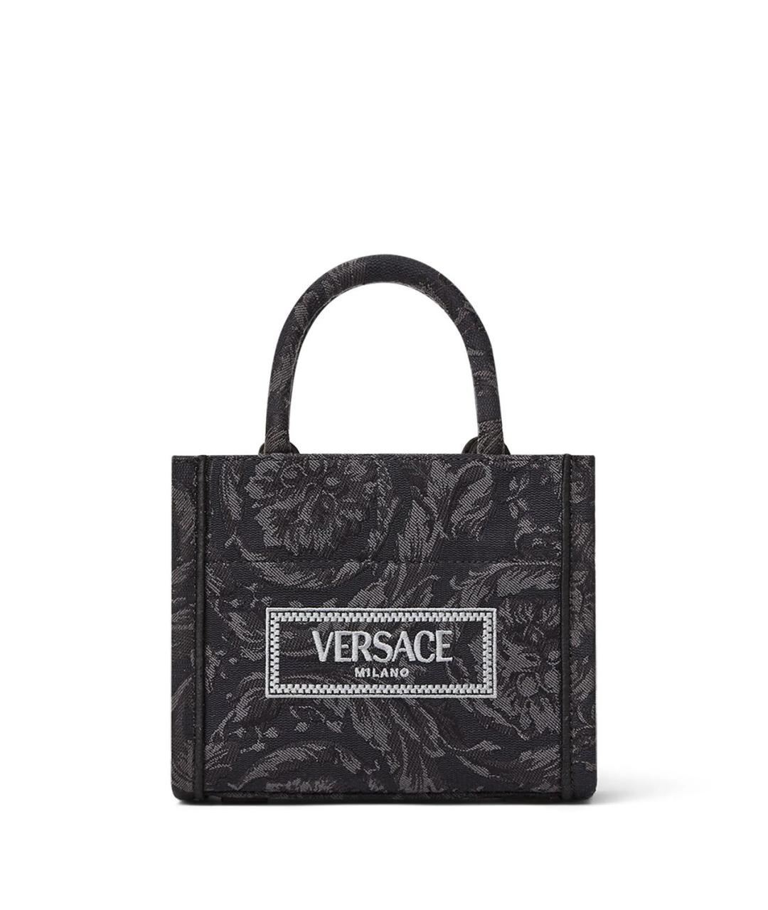 VERSACE Черная тканевая сумка тоут, фото 1